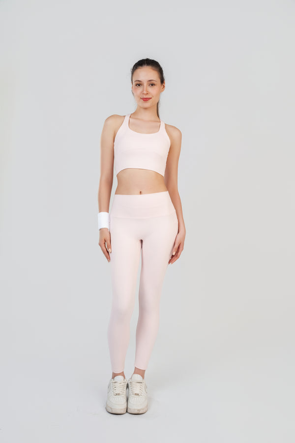 The CloudMotion Set | Crossback Bra & High-Rise Legging - Baby Pink