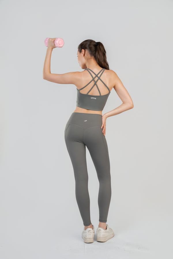 The CloudMotion Set | Crossback Bra & High-Rise Legging - Gray