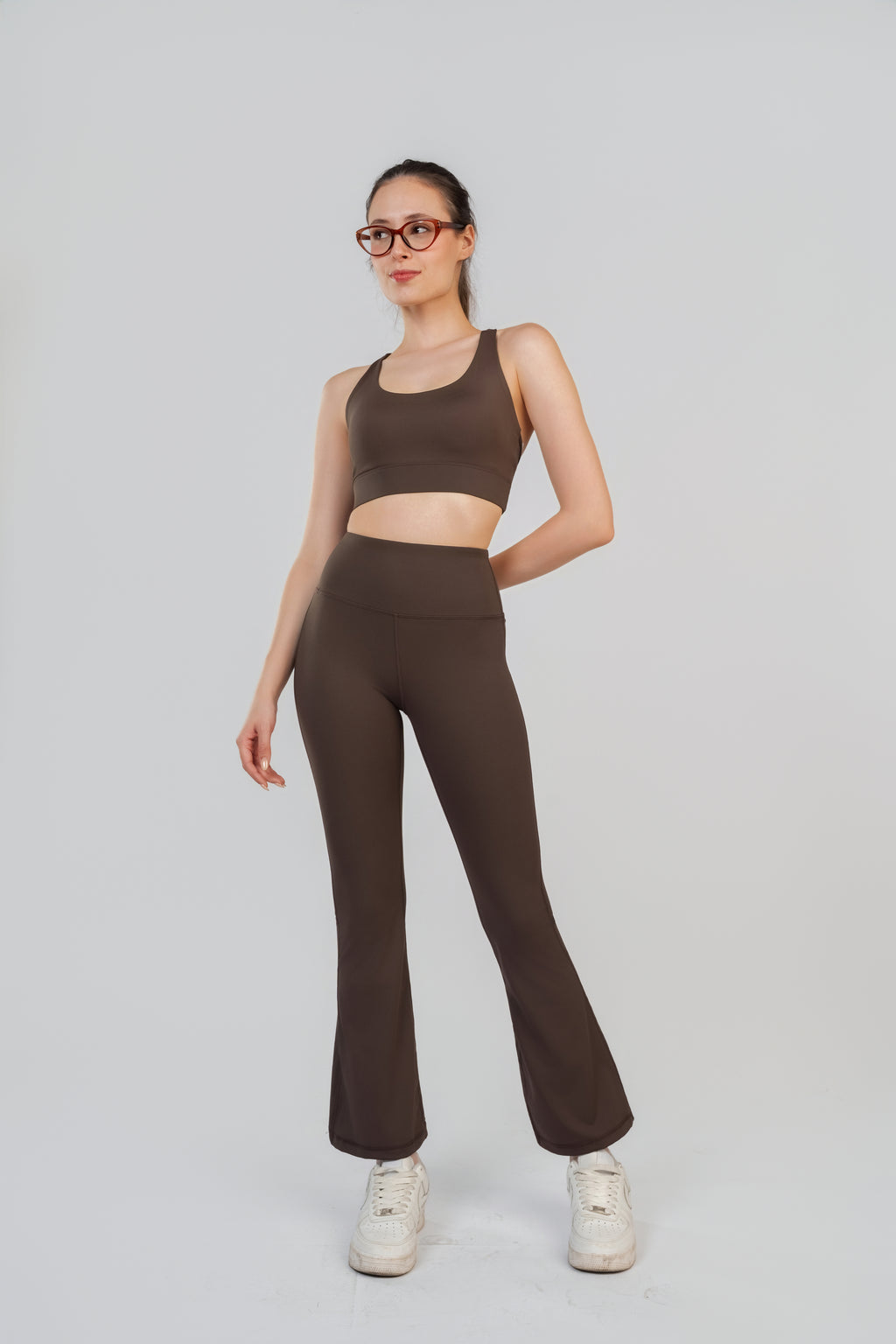 Infinite Silhouette Set | Cross Strap Support & Flare Fit - Coffee