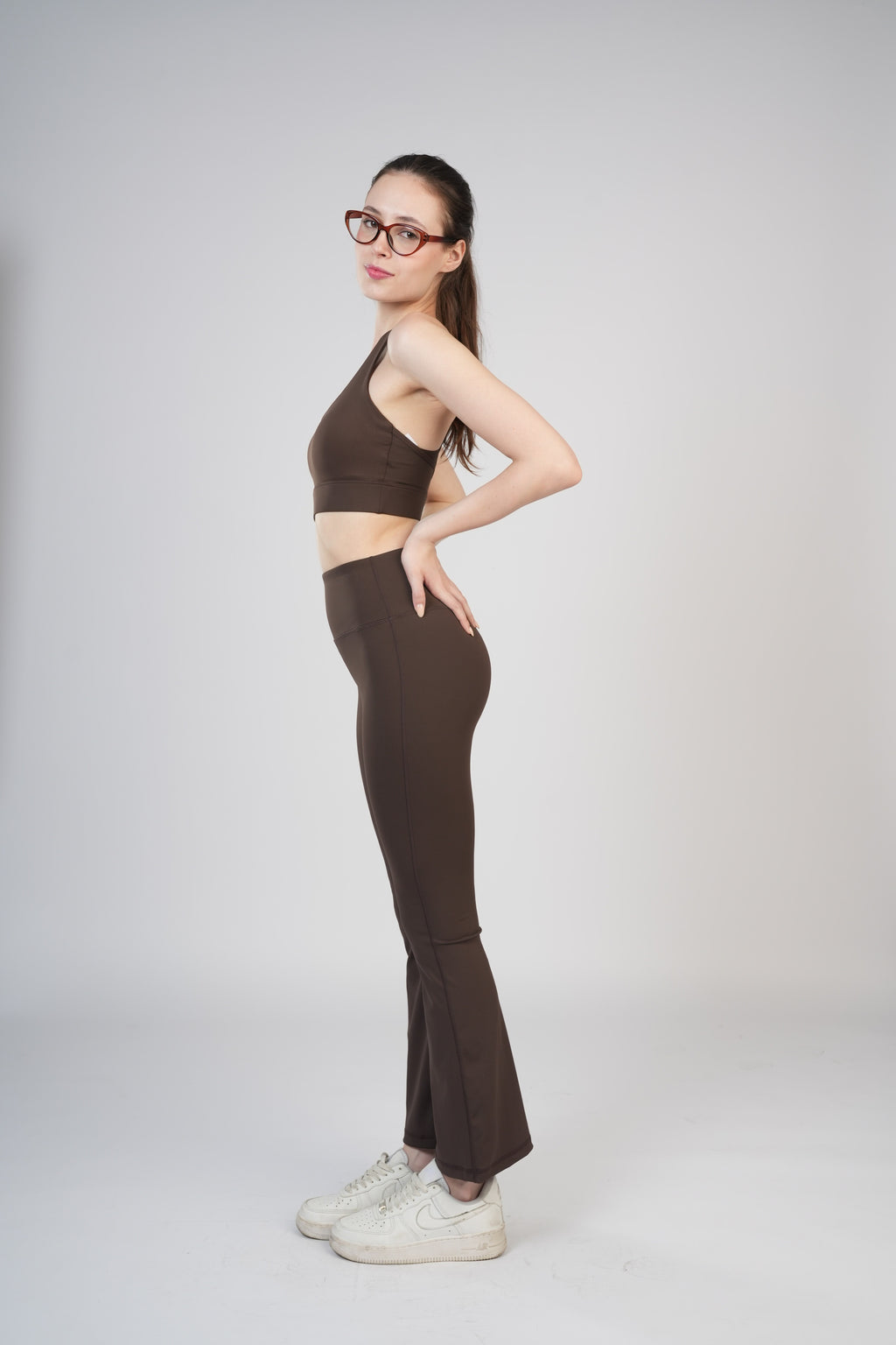 Infinite Silhouette Set | Cross Strap Support & Flare Fit - Coffee