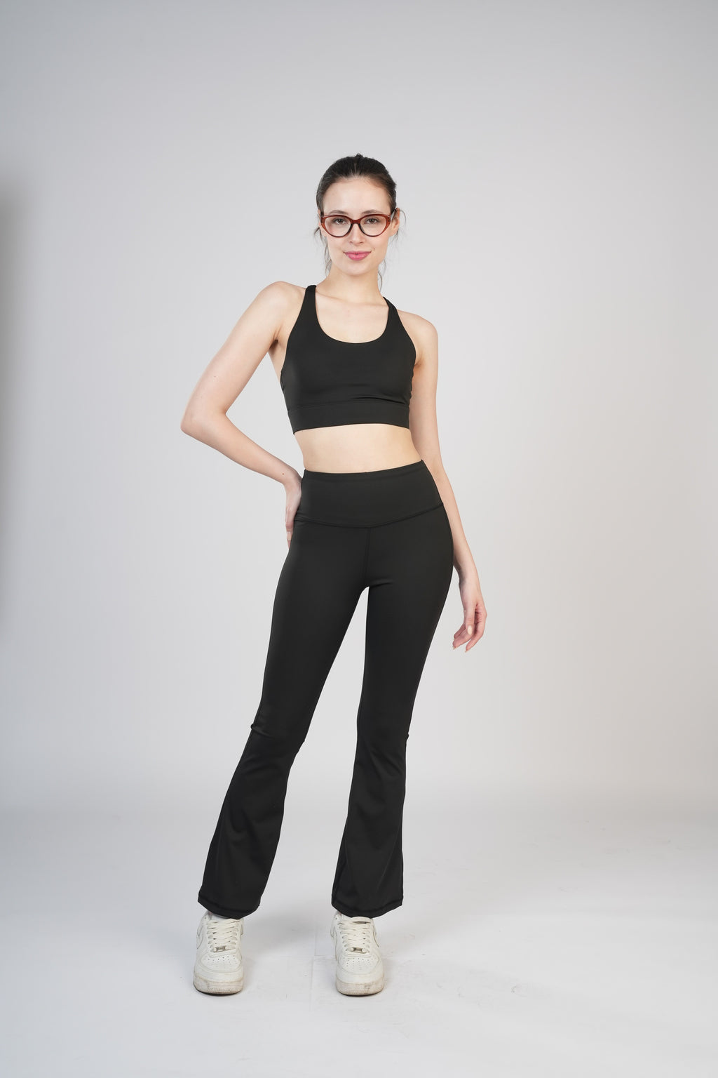 Infinite Silhouette Set | Cross Strap Support & Flare Fit - Black