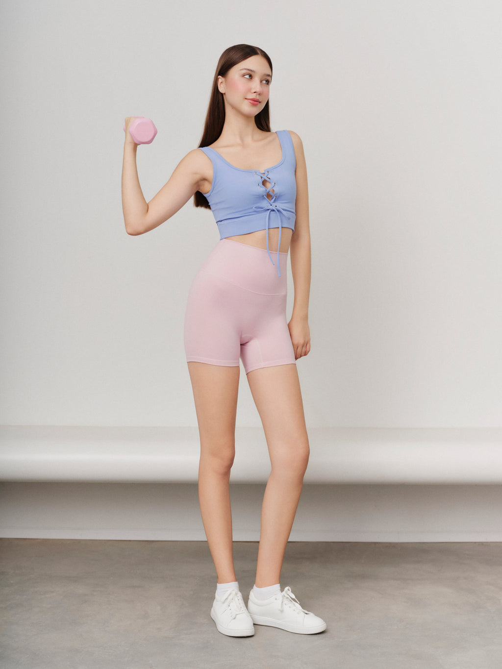 Blush Bow & Sky Shorts Set