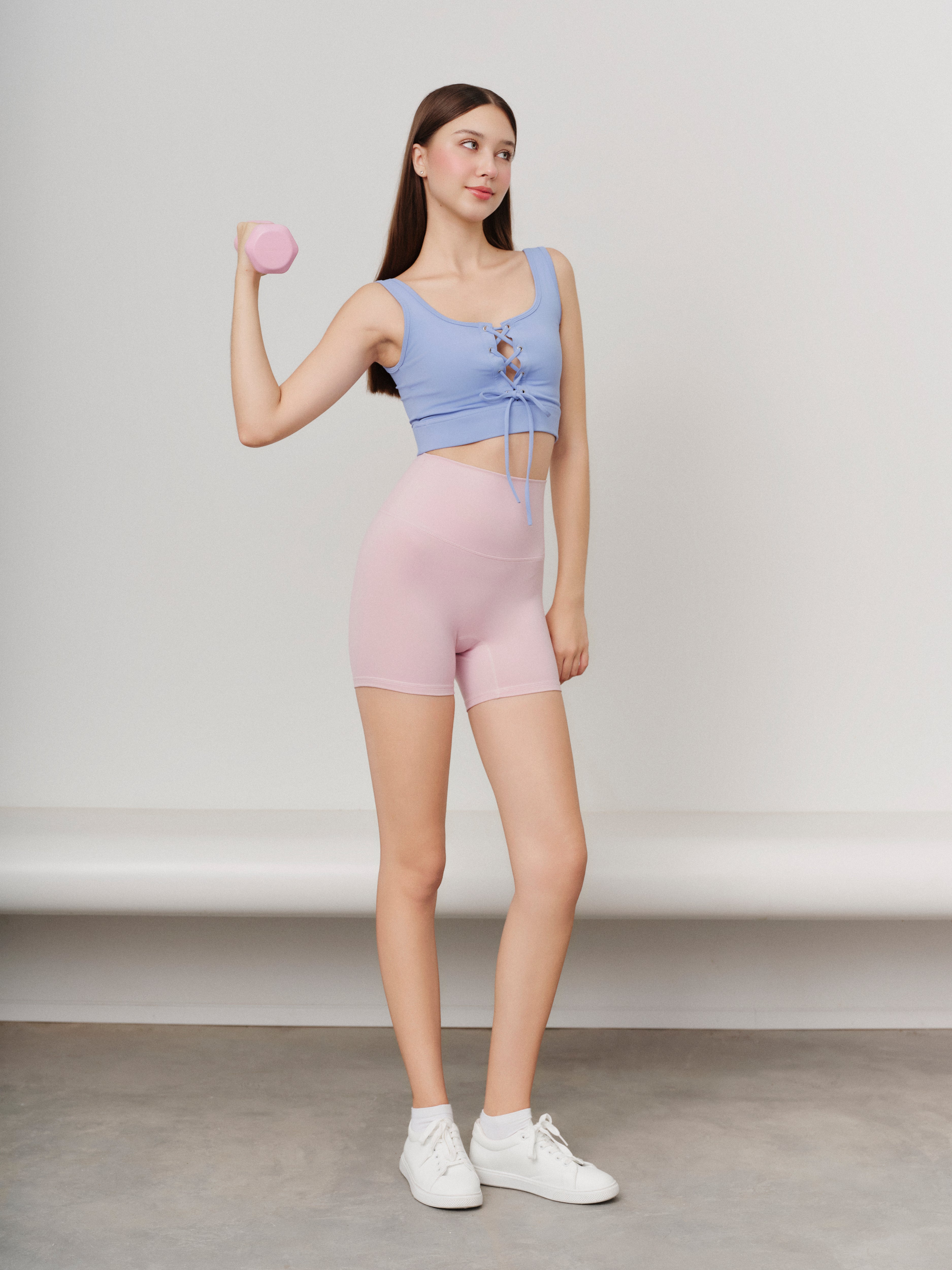 Blush Bow & Sky Shorts Set