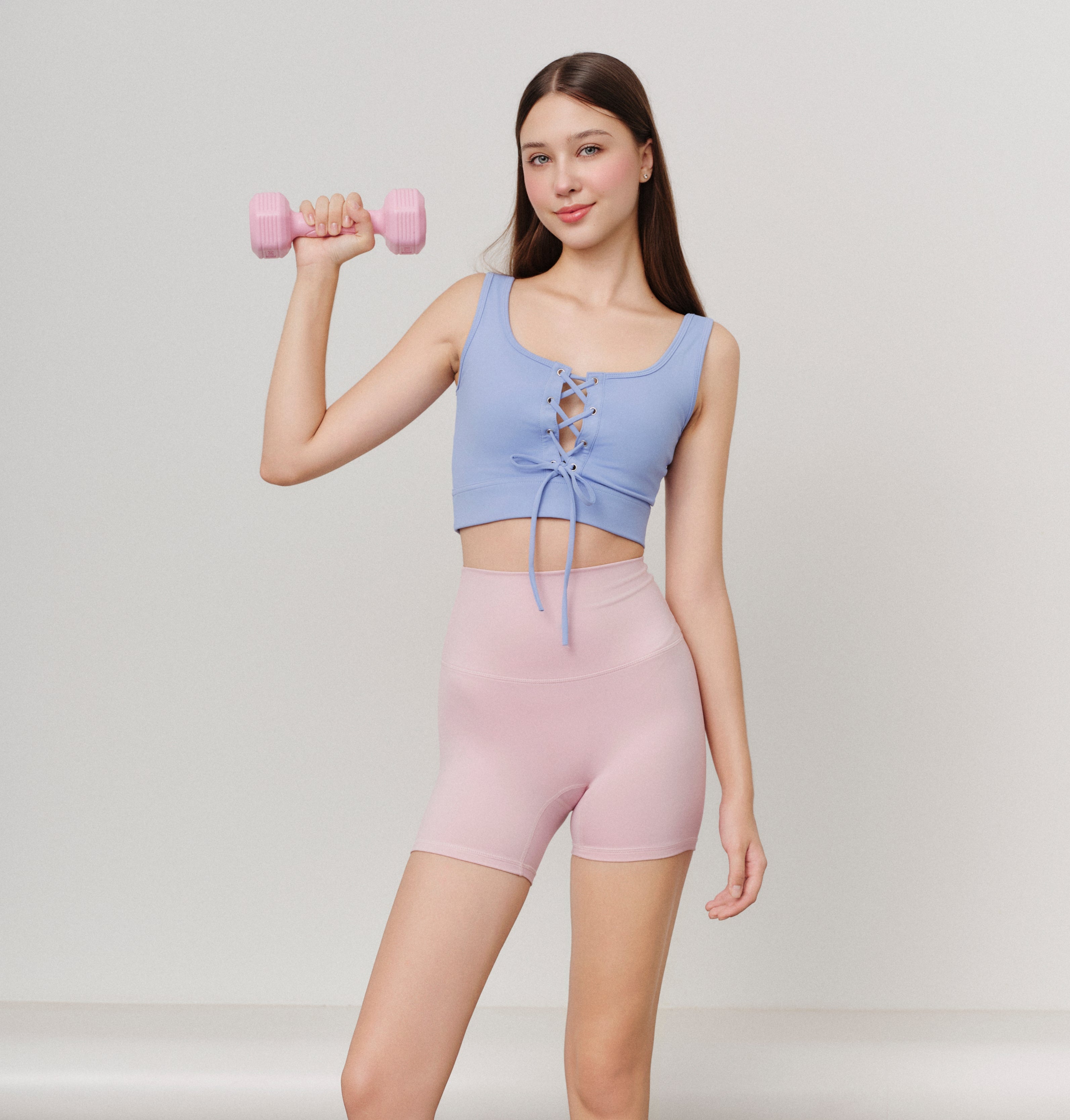 Blush Bow & Sky Shorts Set