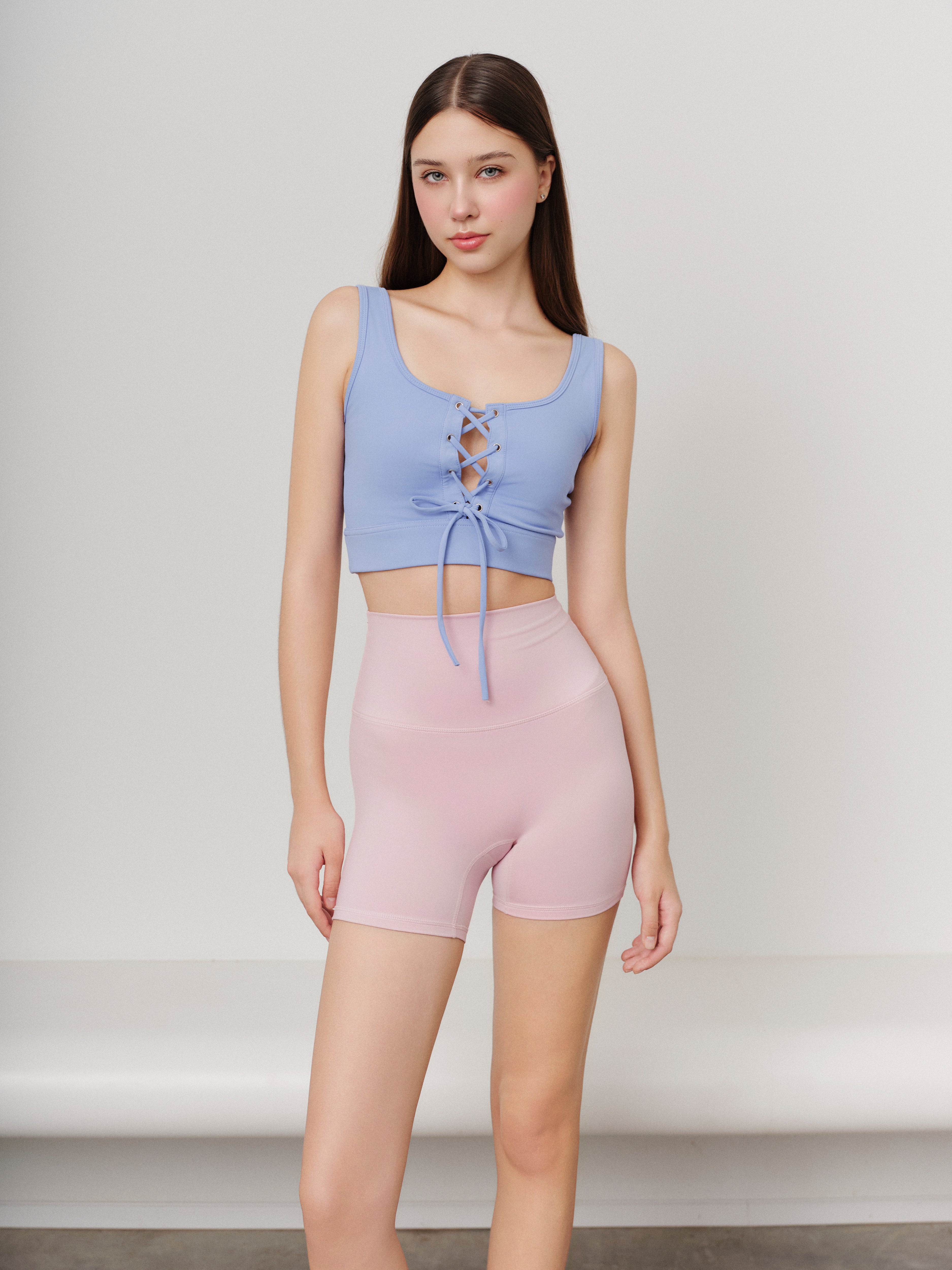 Blush Bow & Sky Shorts Set